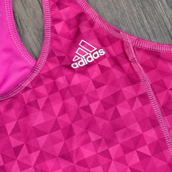 Adidas Racerback Tank ✦ S Pink Geometric Shelf Bra ✦ Activewear Top Lightweight - Picture 8 of 11